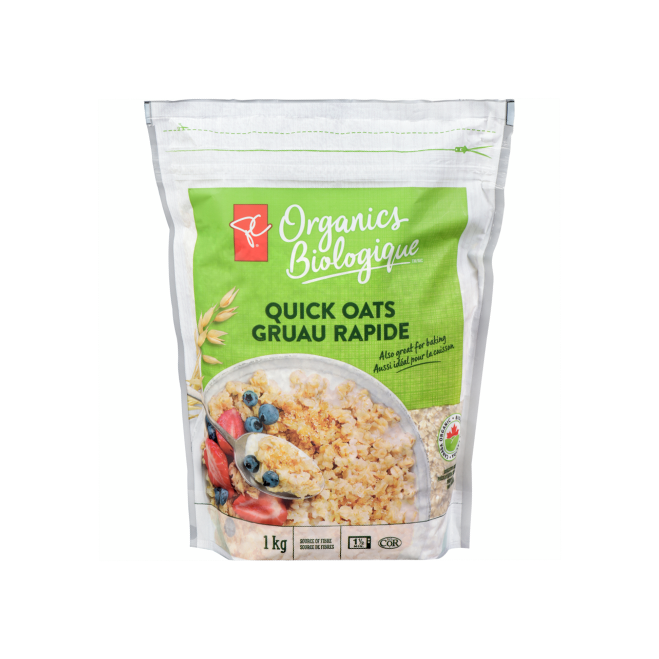 President's Choice Organics Quick Oats, 1kg/2.2 lbs. Bag